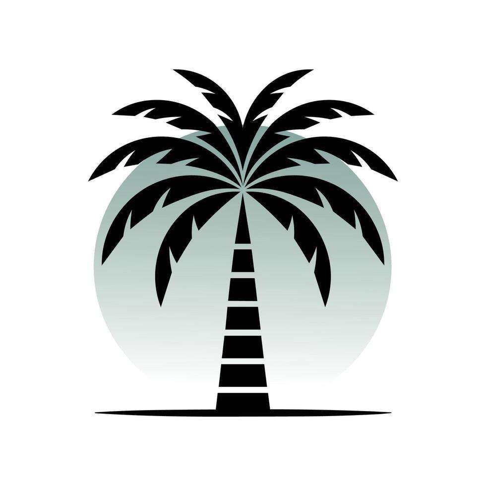 Palm Tree Silhouette on Gradient Circle vector