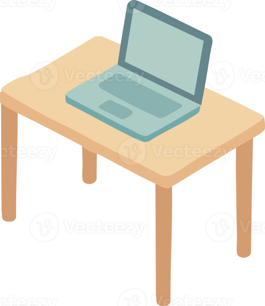 Laptop Computer on Desk Isometric png