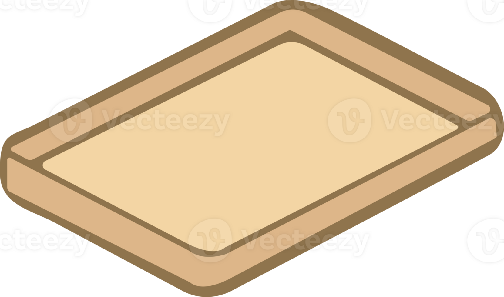 Isometric of an Empty Wooden Tray png