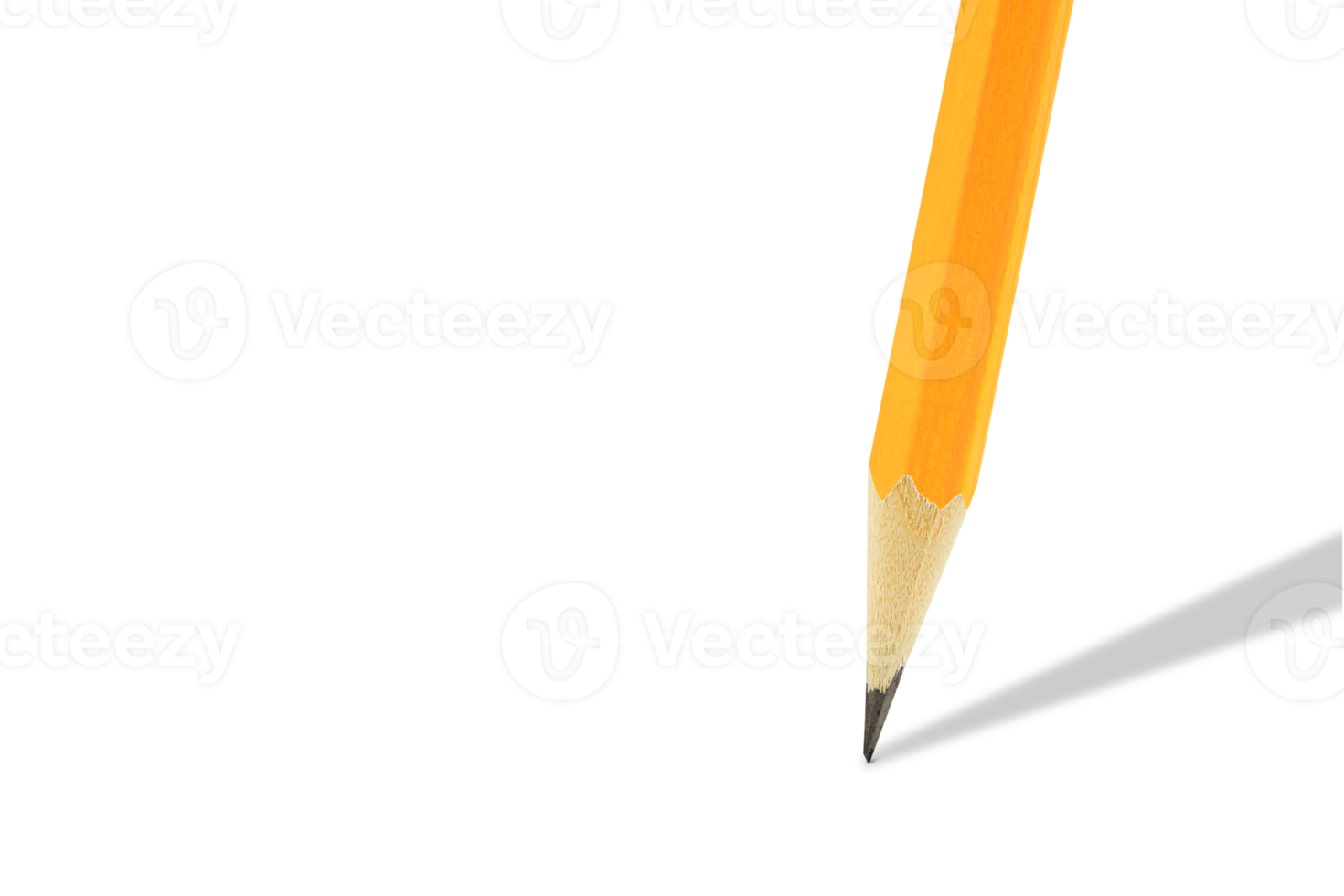 Yellow wooden pencil isolated on transparent background with shadow and copy space. Stock photo. png