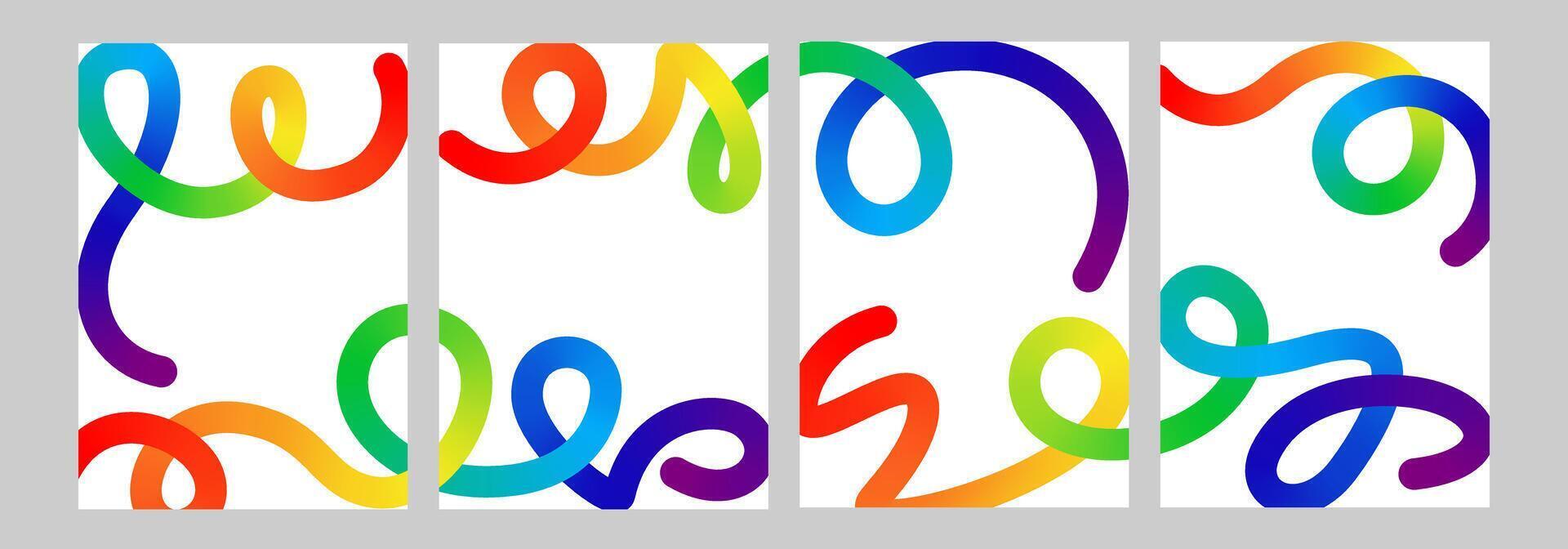 Color blend curved line. Colour splash fluid shape doodle element. Gradient flow brush, squiggly scribble, happy birthday party direction sign. Bright stroke carnival confetti spiral swirl. vector