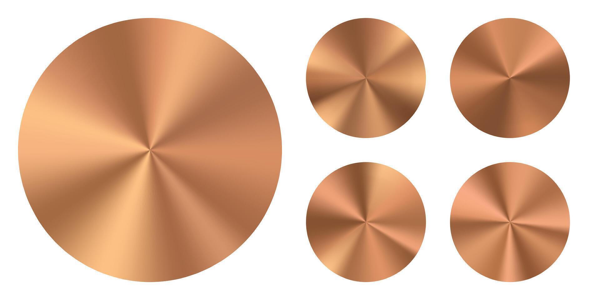 Copper circular metal textures vector