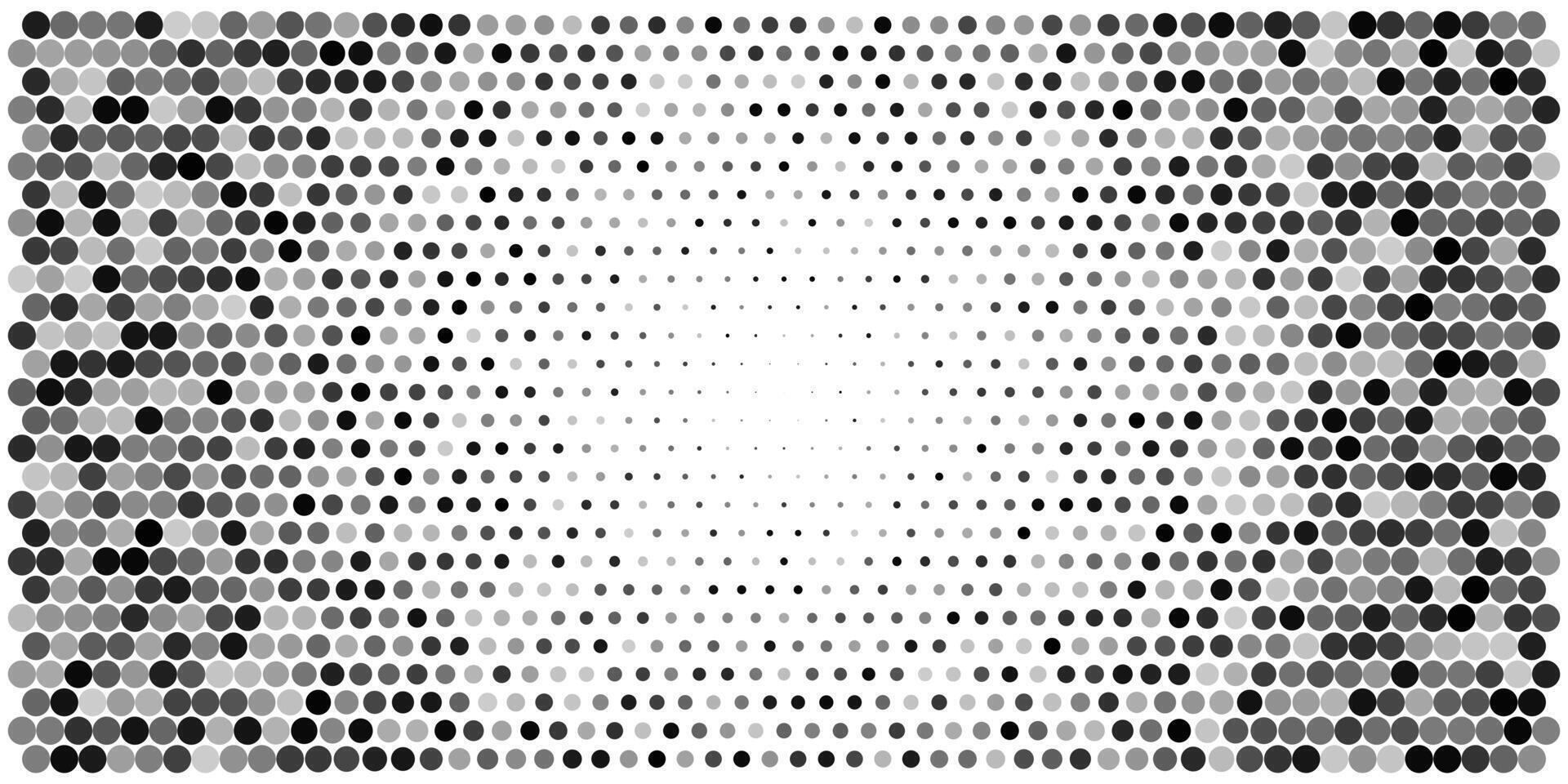 Polka dot pattern, background Gradient screen matrix. Seamless ai noise monochrome frame. Circle fade, color transform technology. Abstract gray point connect shape. Disappear digital raster vector