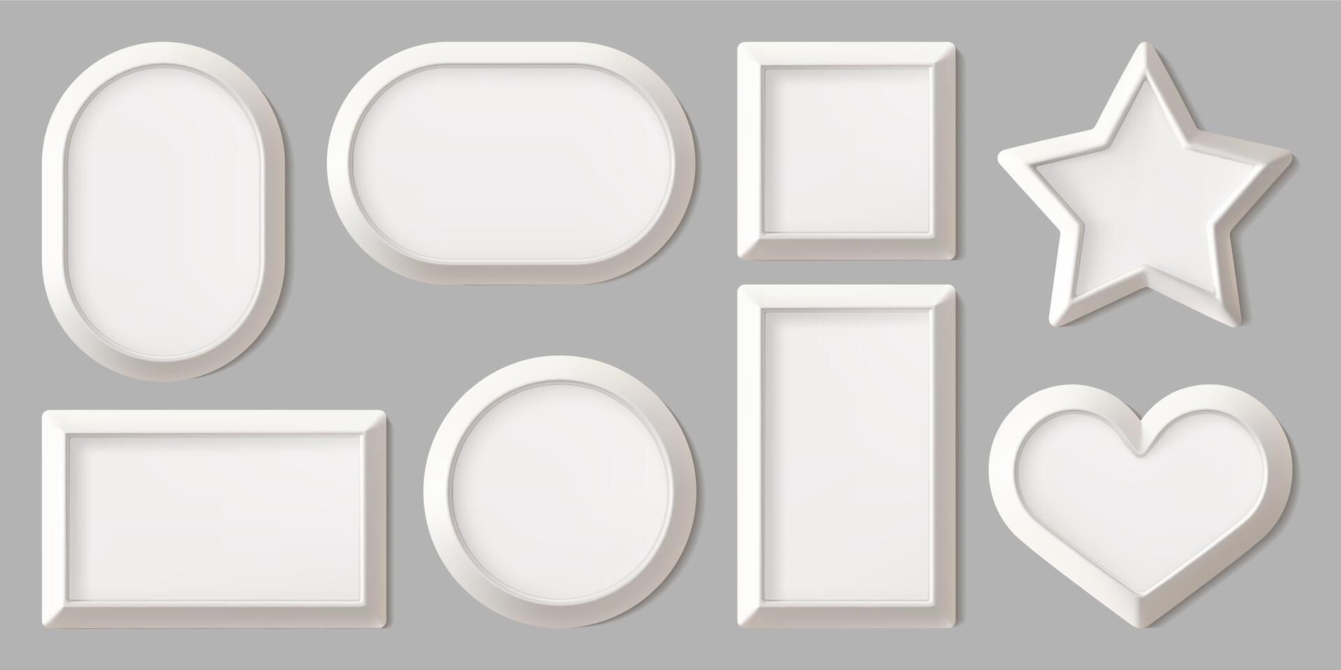 various white photo frames vector
