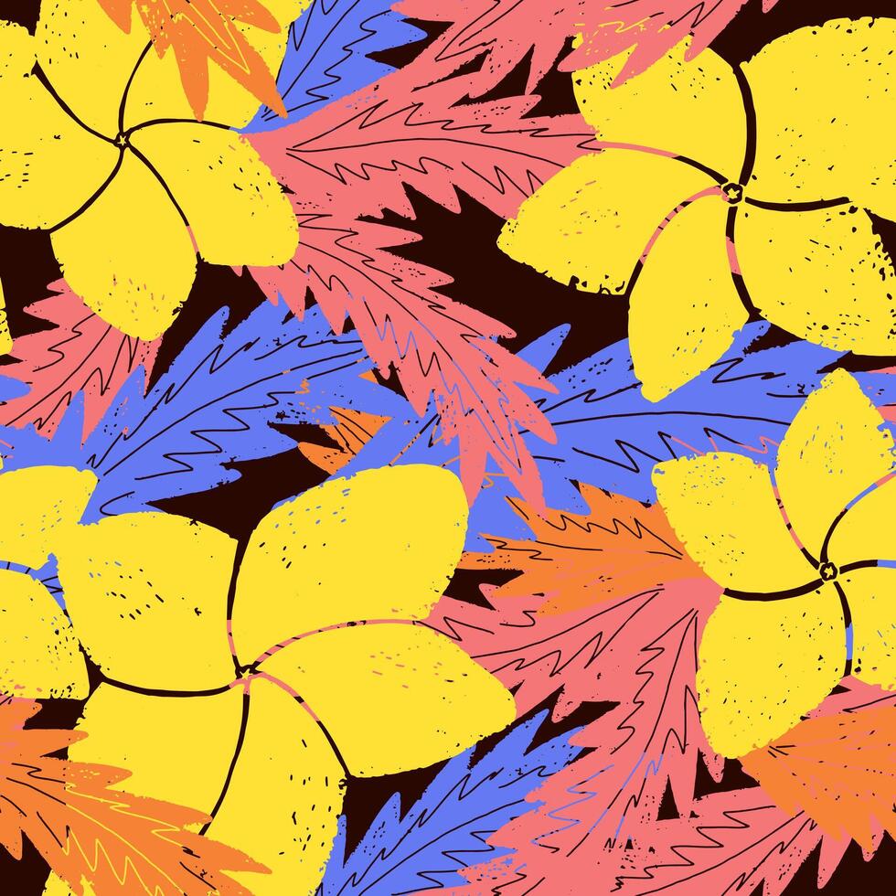 a colorful pattern with yellow and blue flowers vector