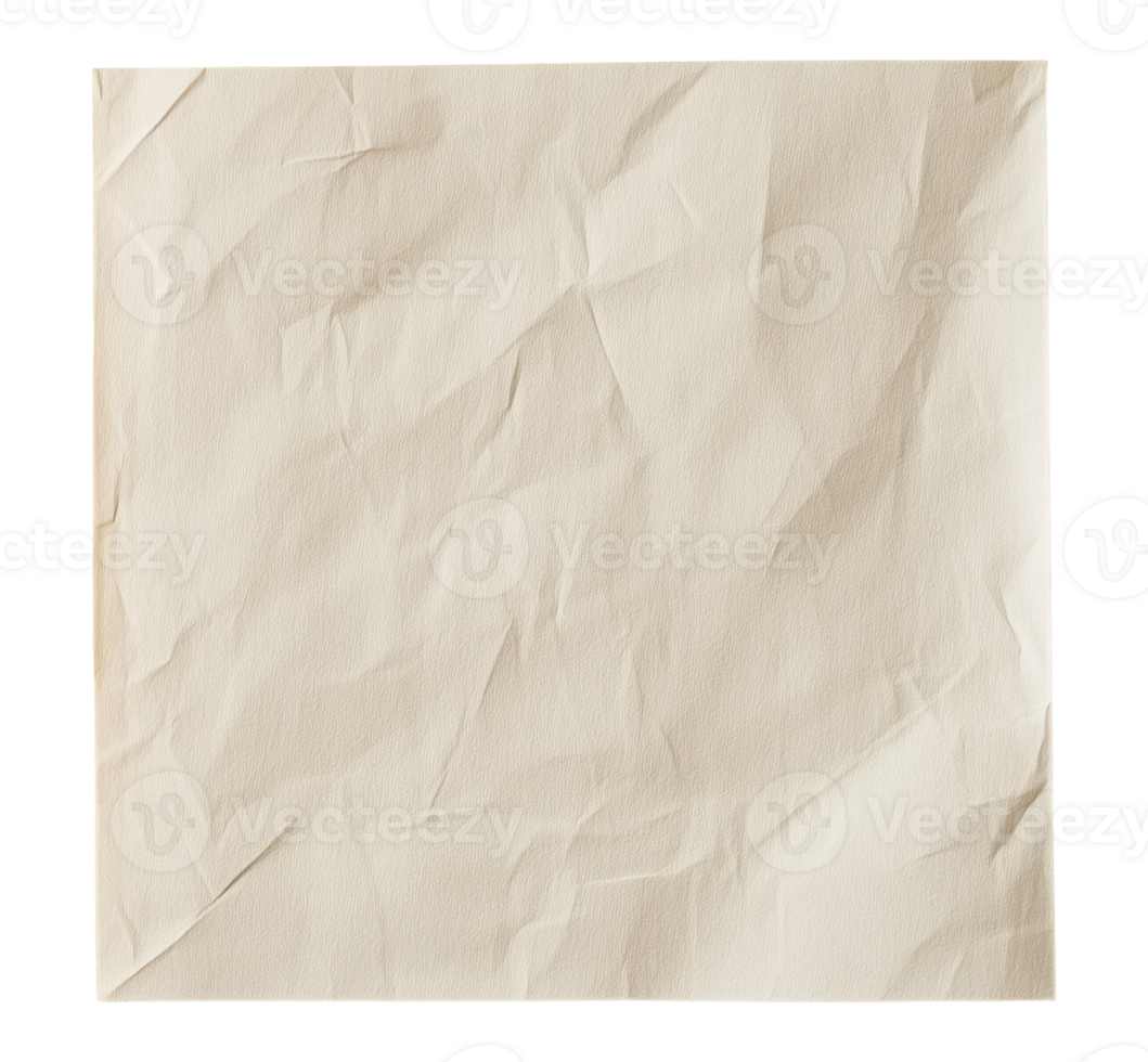 Blank beige crumpled paper isolated on transparent background png