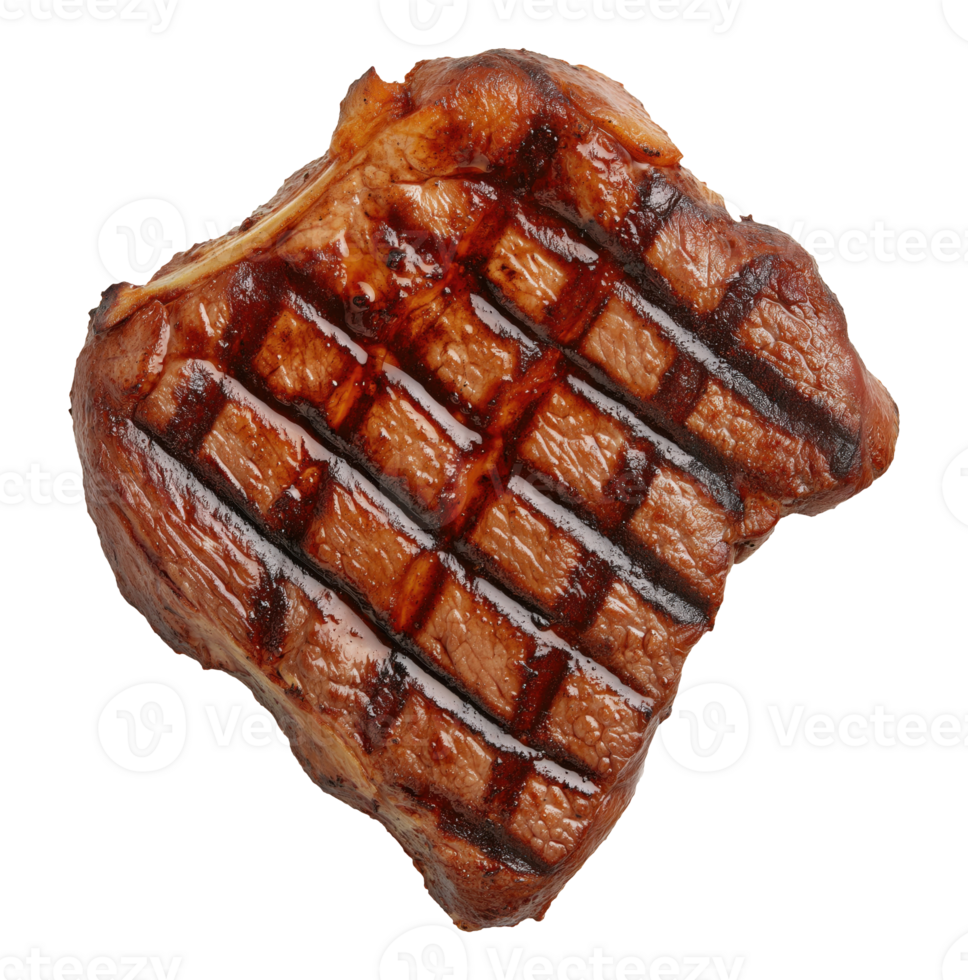 Grilled beef steak with grill marks isolated on transparent background png