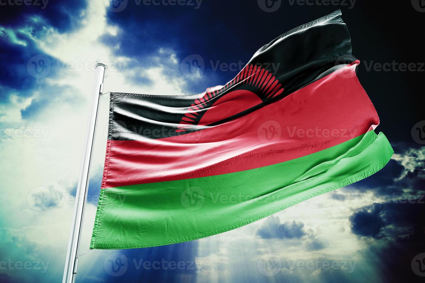 The flag of malawi is waving in the wind photo