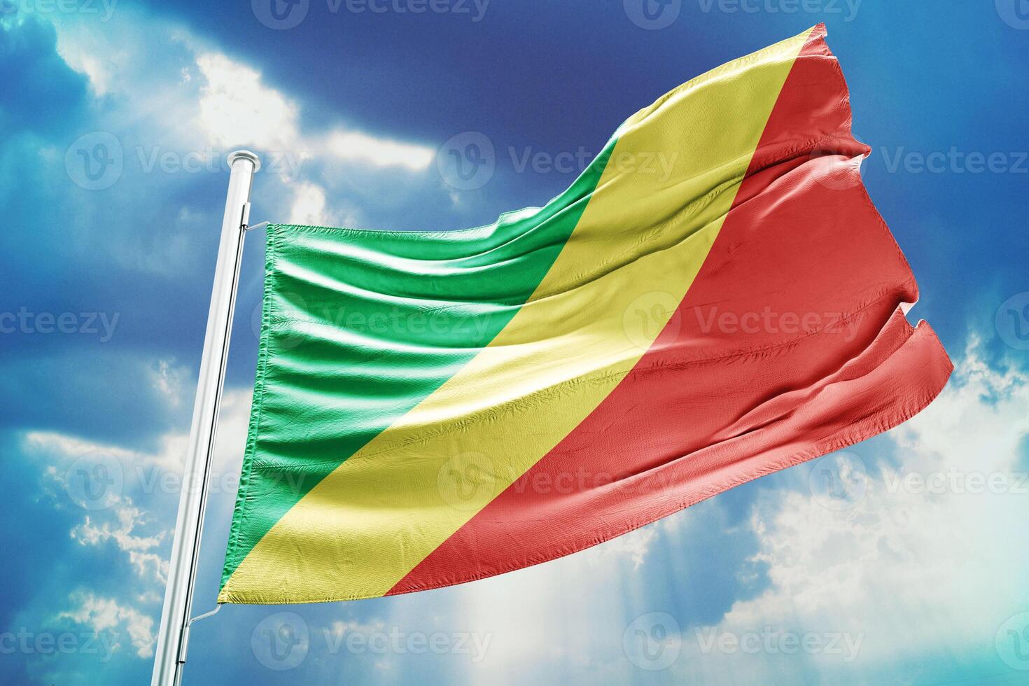 The flag of the republic of congo is waving in the wind photo