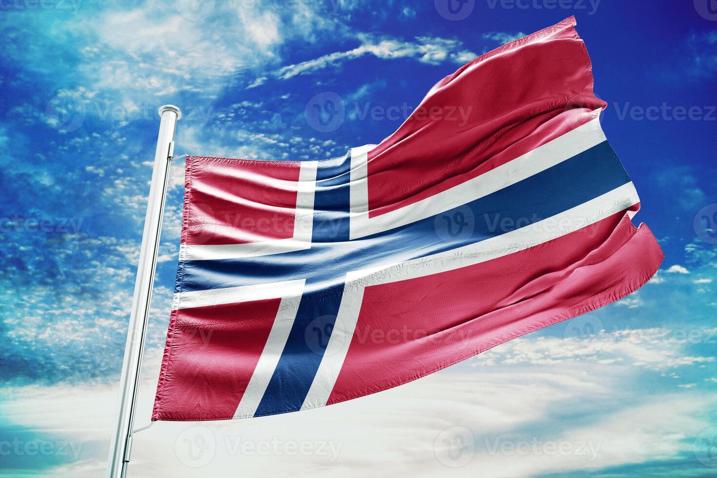 Norway flag waving in the wind photo