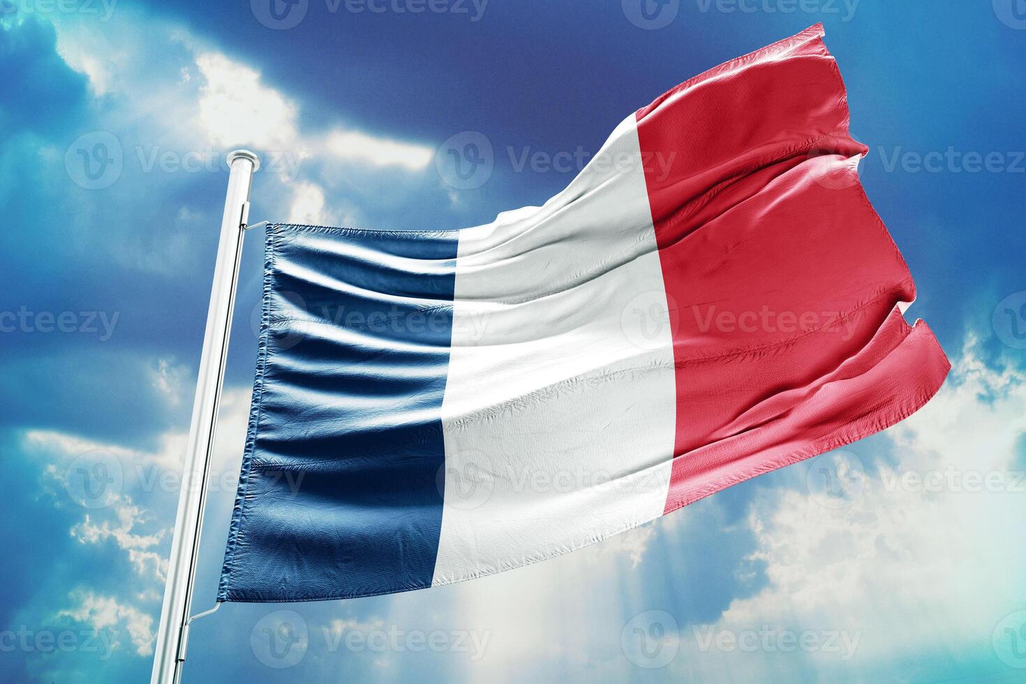 France flag on a blue sky background photo