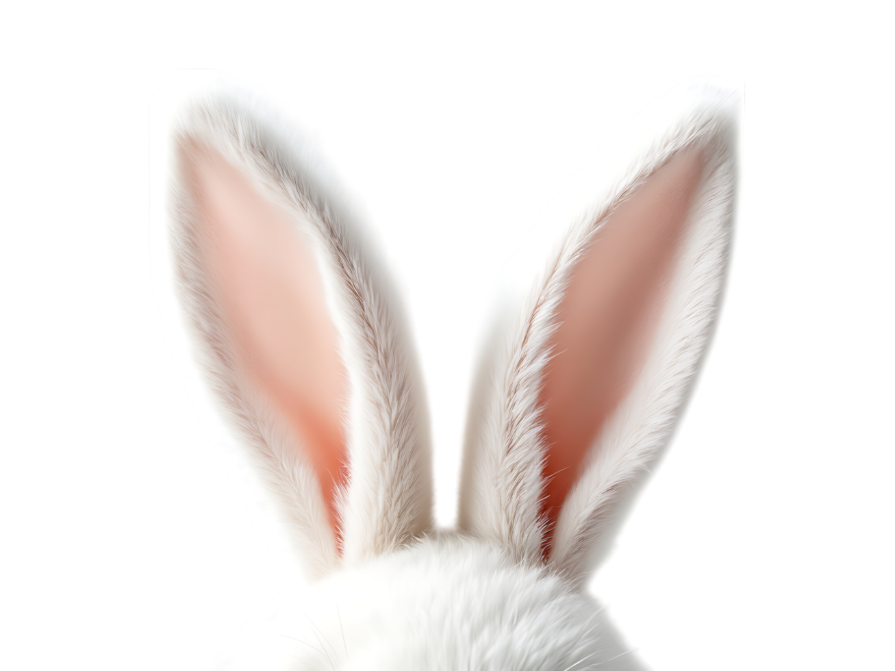 Close up of fluffy white bunny ears. png