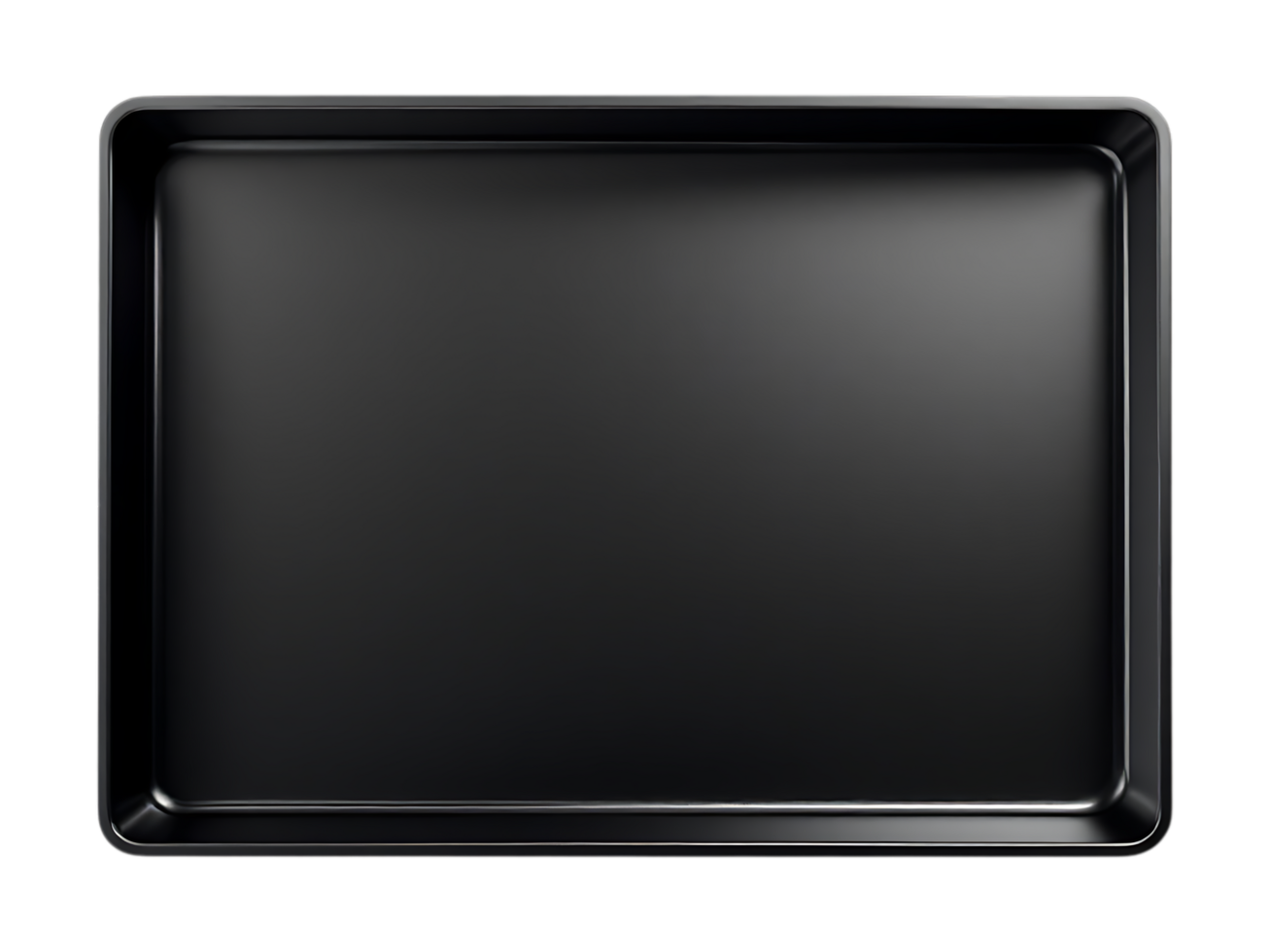 Empty black baking sheet, top view. png