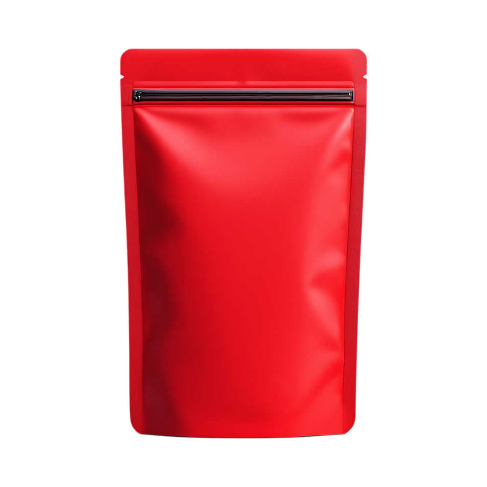 Red stand up pouch bag mockup. Blank packaging template. png