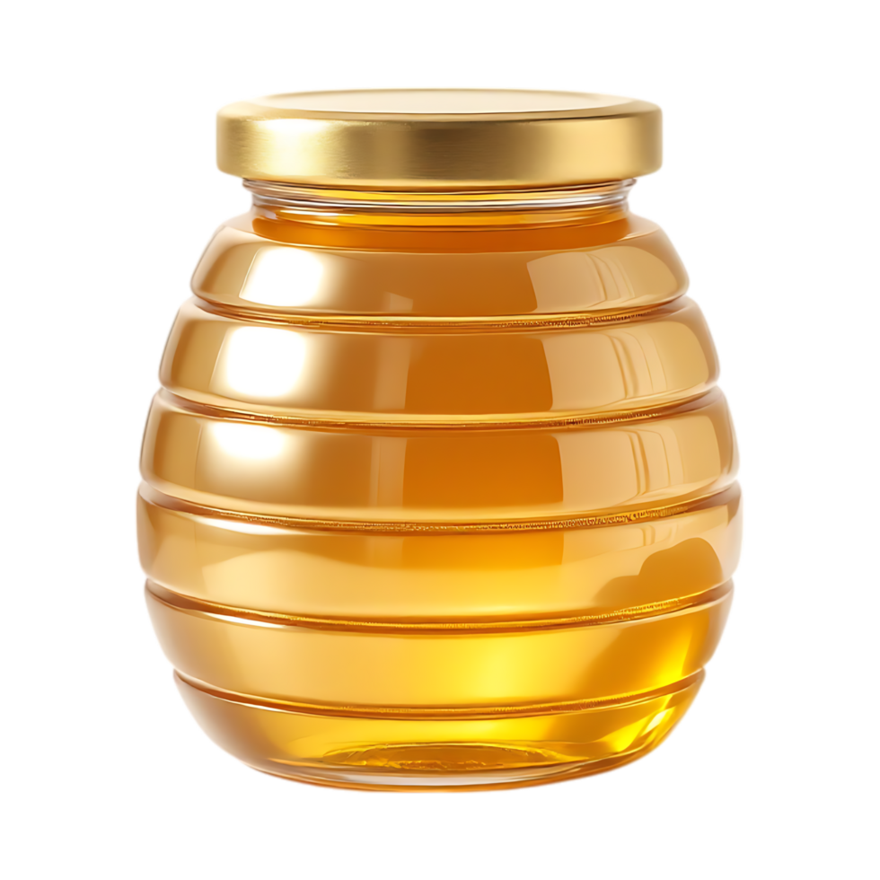 Jar of honey with honeycomb design. png
