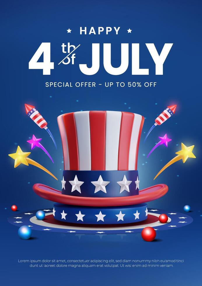 4th of July festive hat vector