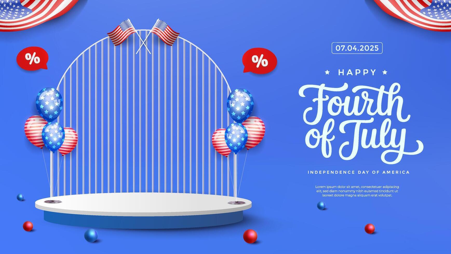 Fourth of July festive background design vector