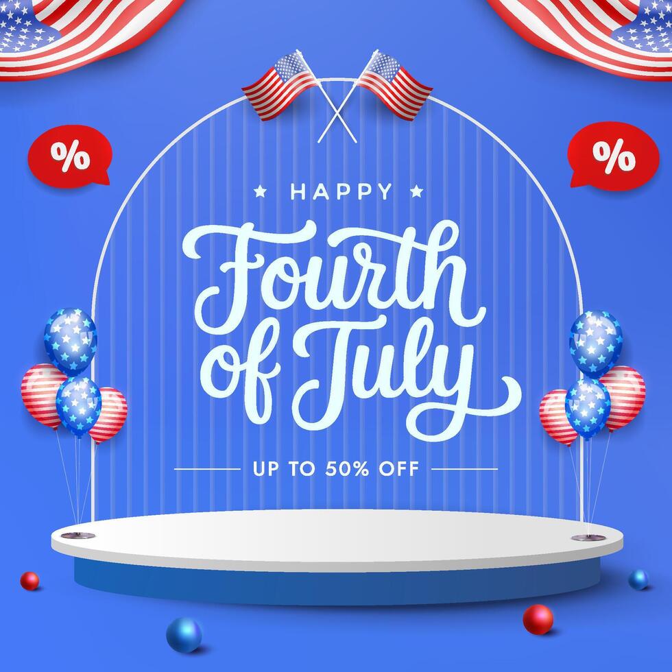 Festive Fourth of July Sale Design With Patriotic Balloons and Decorations vector