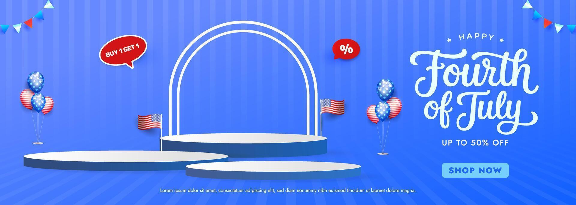 Fourth of July Celebration Sale Banner with American Theme vector