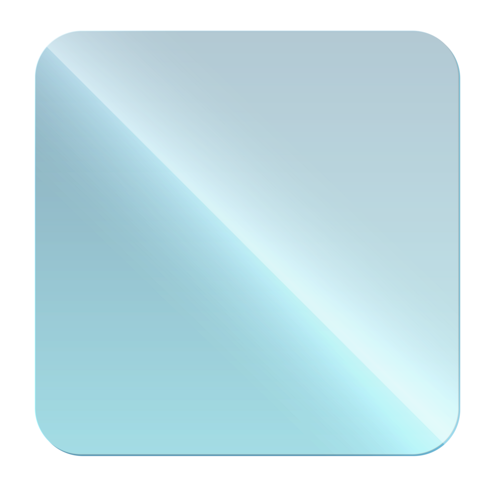 Abstract transparent frame design square, curved shape clear glass plate png