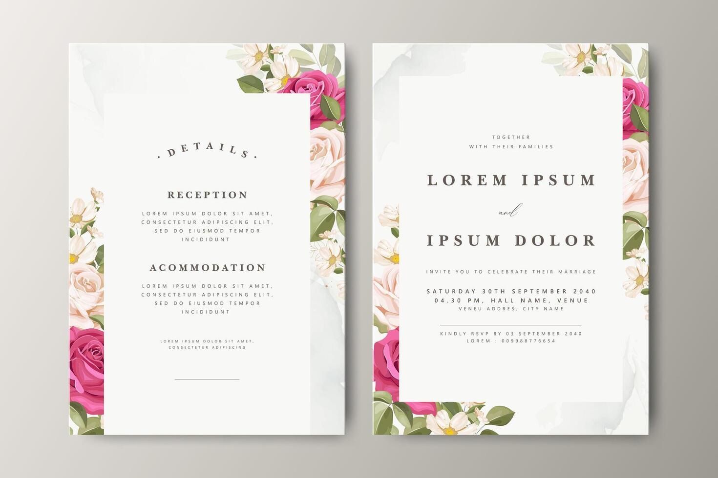 Floral wedding invitation design vector