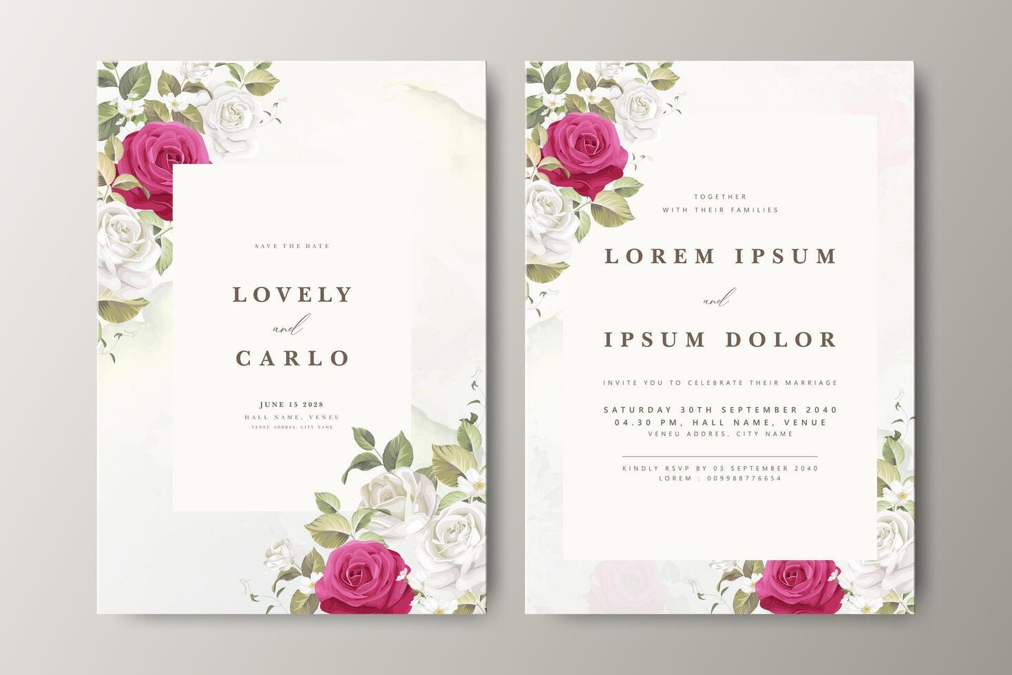 Wedding invitation for Lovely and Carlo vector