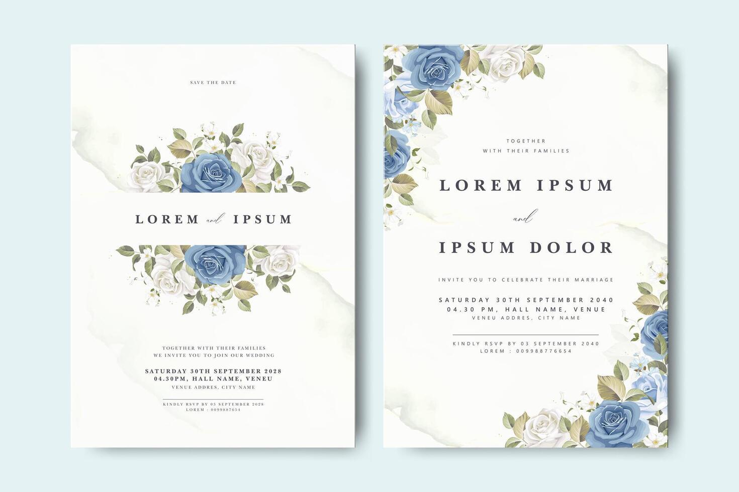 Wedding invitation with floral design vector