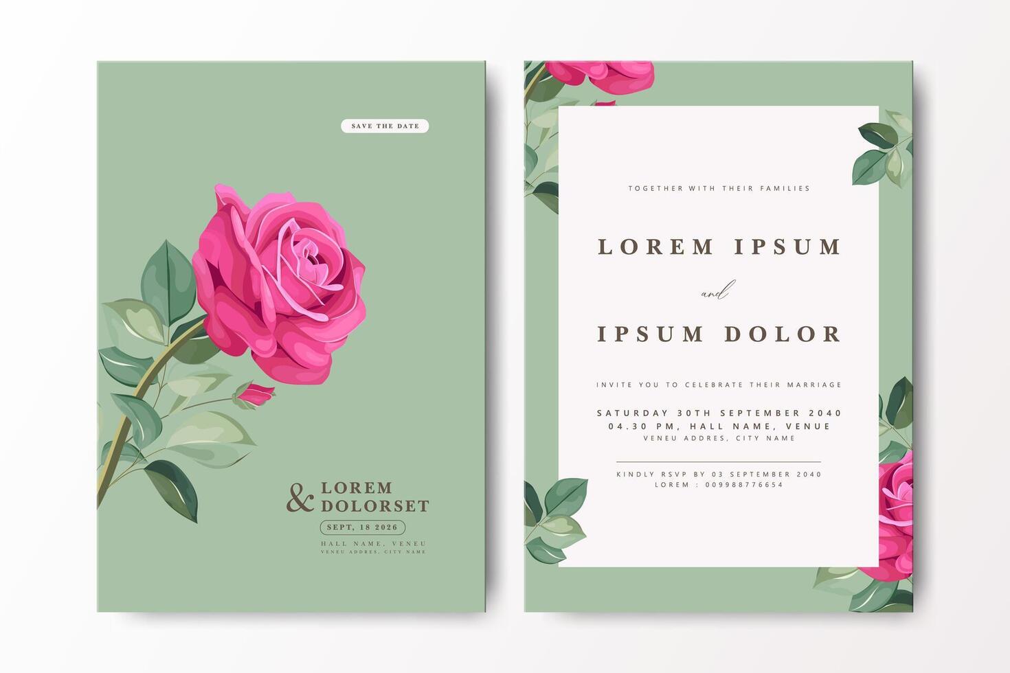 Floral wedding invitation with rose vector