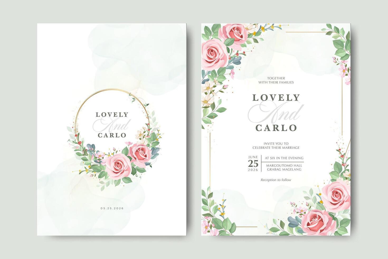 Wedding invitation design with floral accents vector