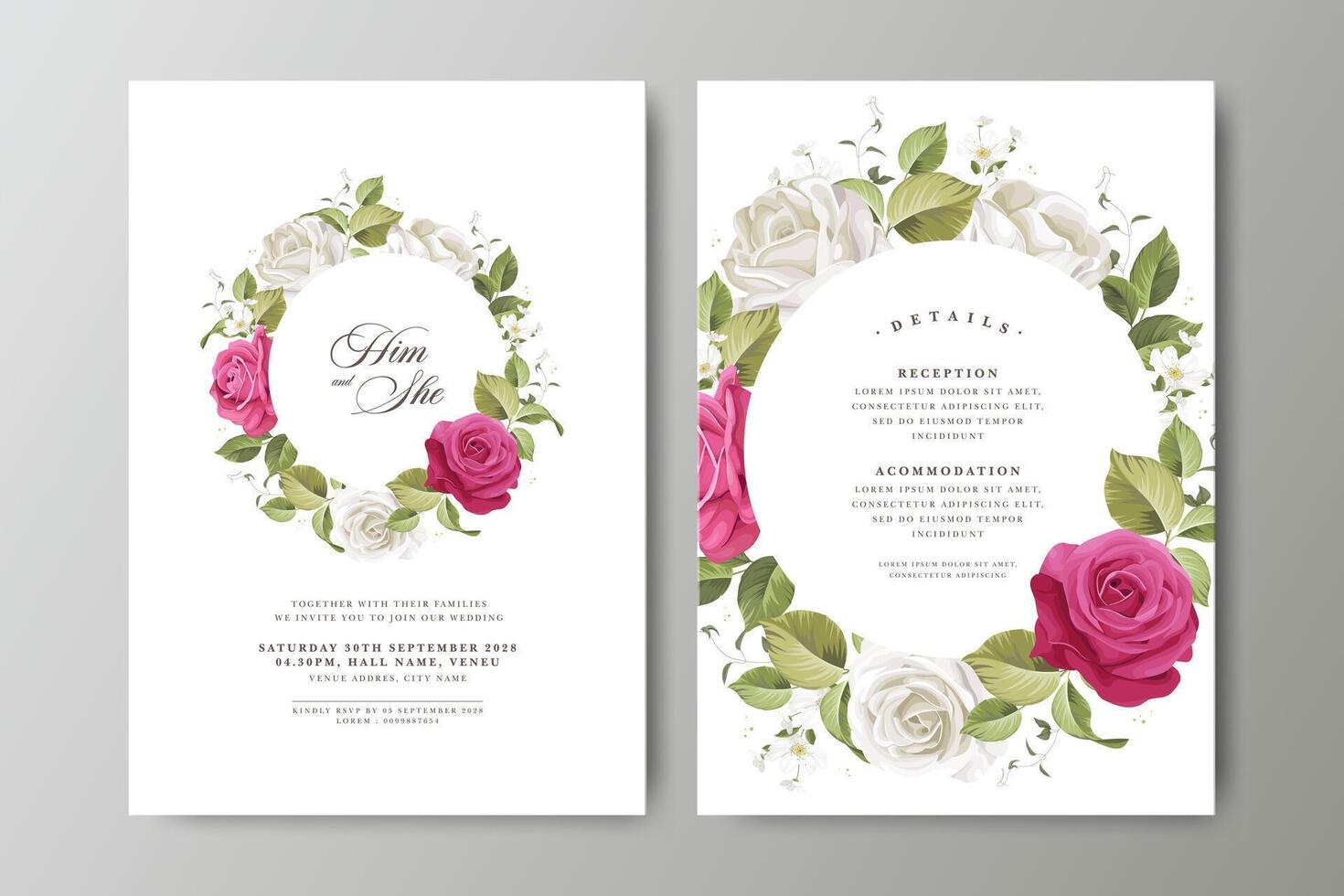 Floral wedding invitation with elegant details vector