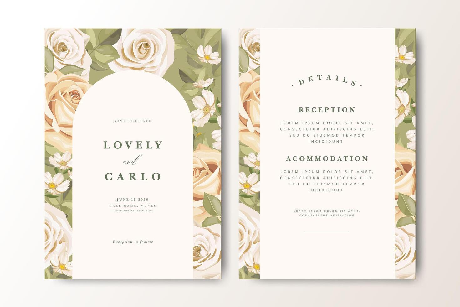Floral wedding save the date invitation vector