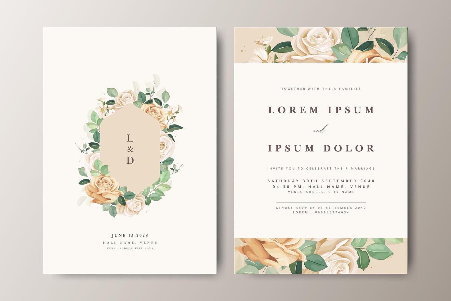Floral wedding invitation design vector