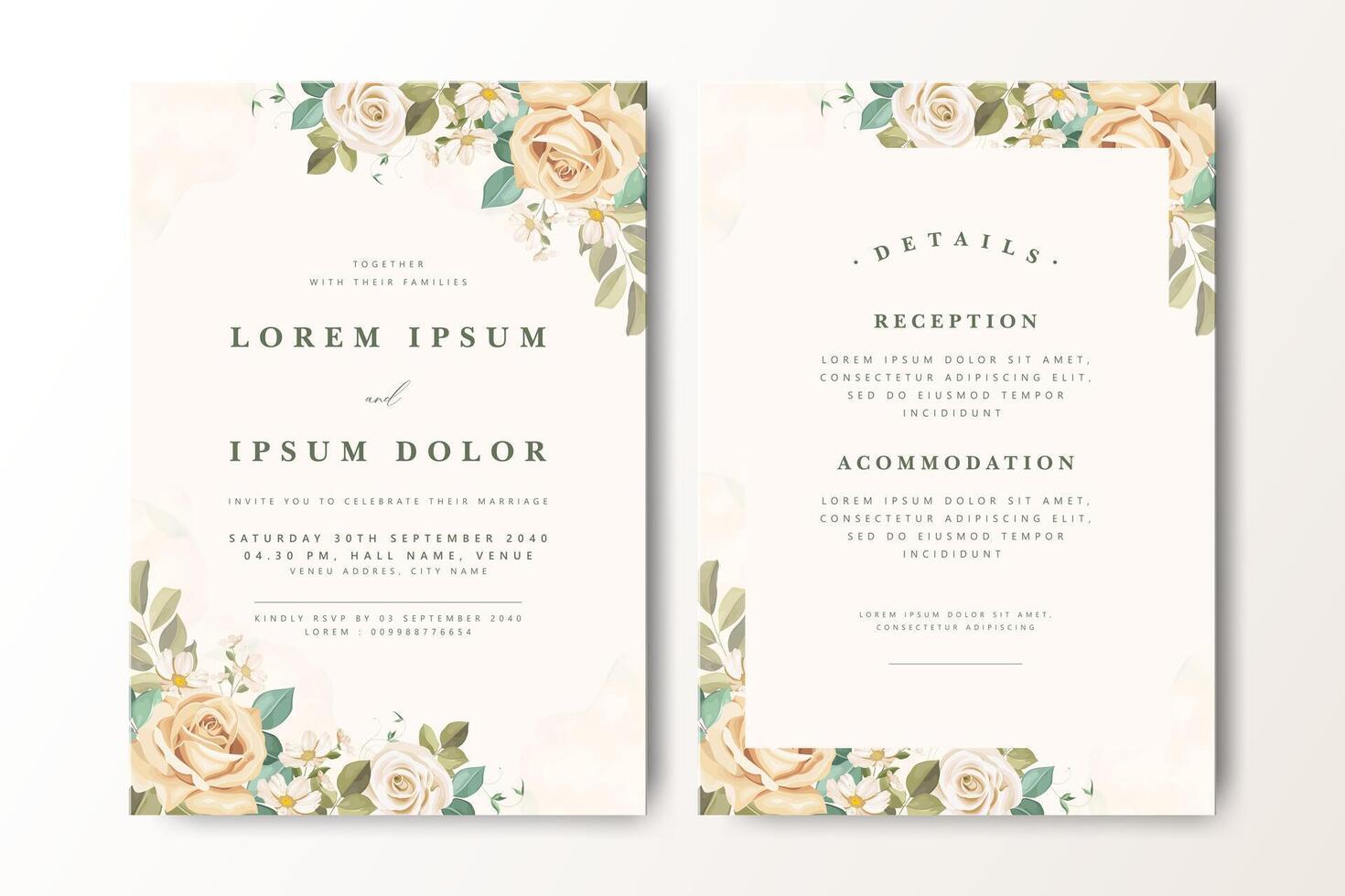 Floral wedding invitation design vector