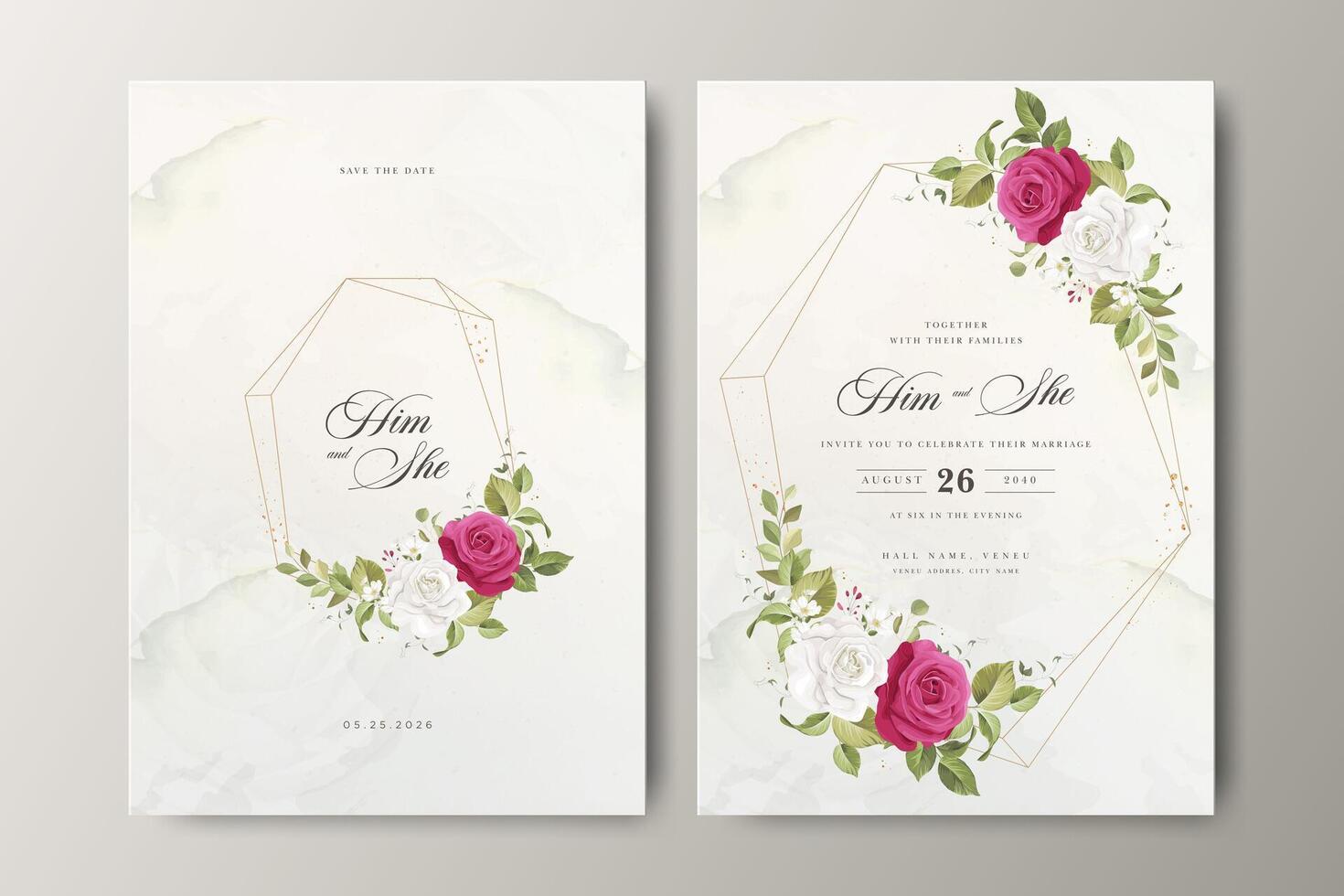 Stylish wedding invitation design vector