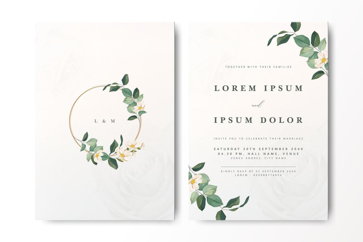 Wedding invitation with floral design vector
