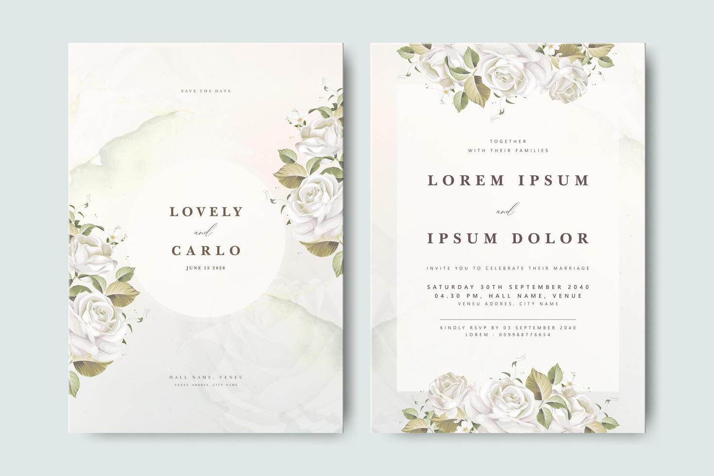 Floral wedding invitation design vector