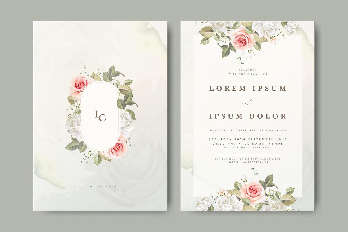 Floral wedding invitation design vector