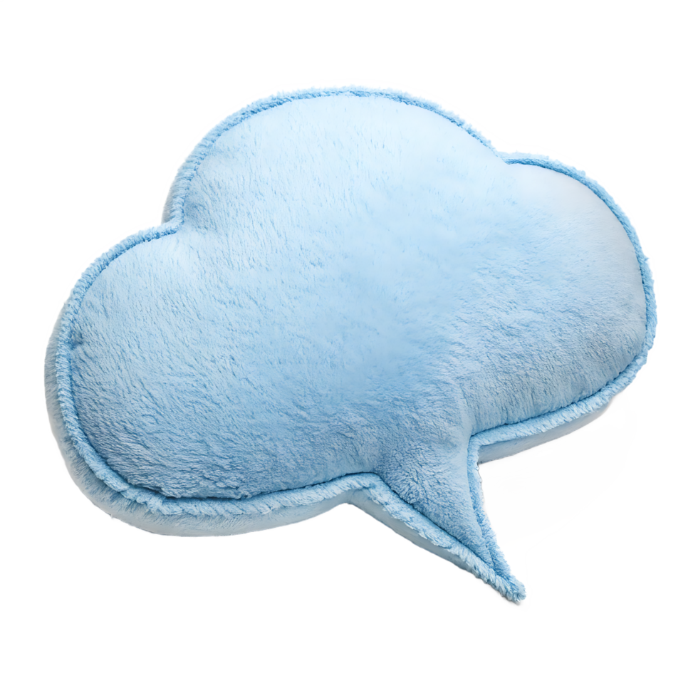Light Blue Plush Cloud Pillow isolated on a transparent background png