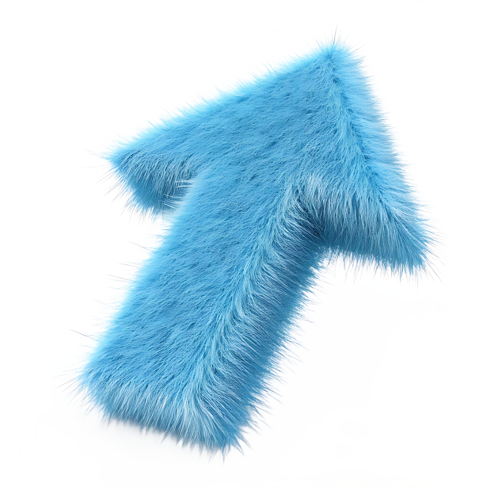 Light Blue Furry Arrow Up isolated on a transparent background png