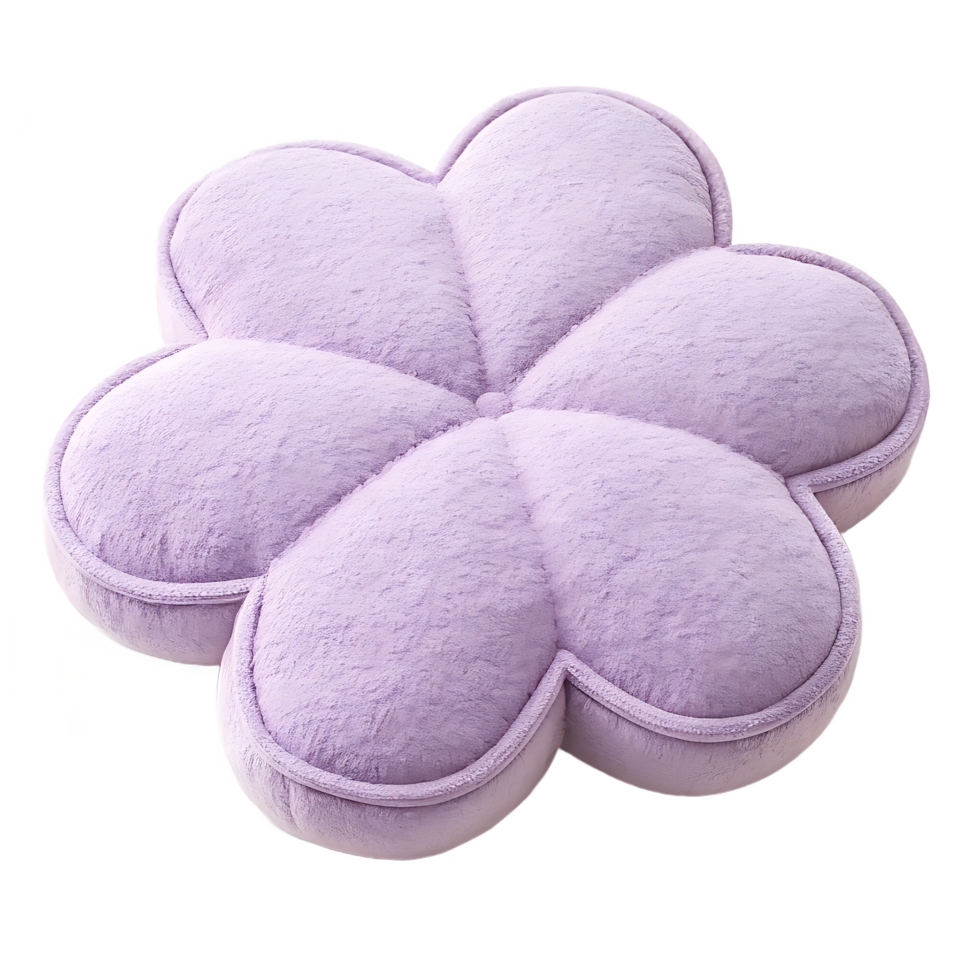 Lavender Flower Shaped Plush Cushion isolated on a transparent background png