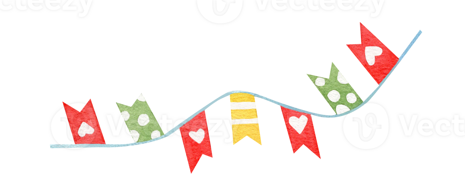 Watercolor colorful, party garland, with decorative festive flags triangular shape isolated. Hand drawn watercolor template of festive illustration for birthday and kids party decoration, invitations. png
