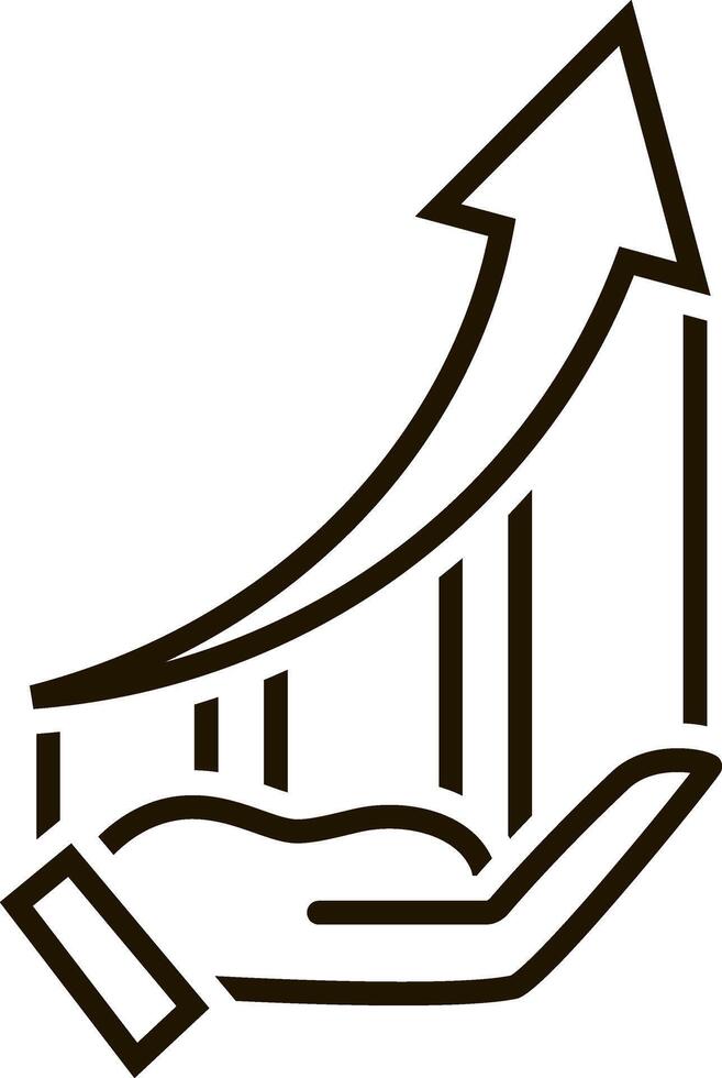 Growing graph in hand icon isolated. Sketch clipart vector