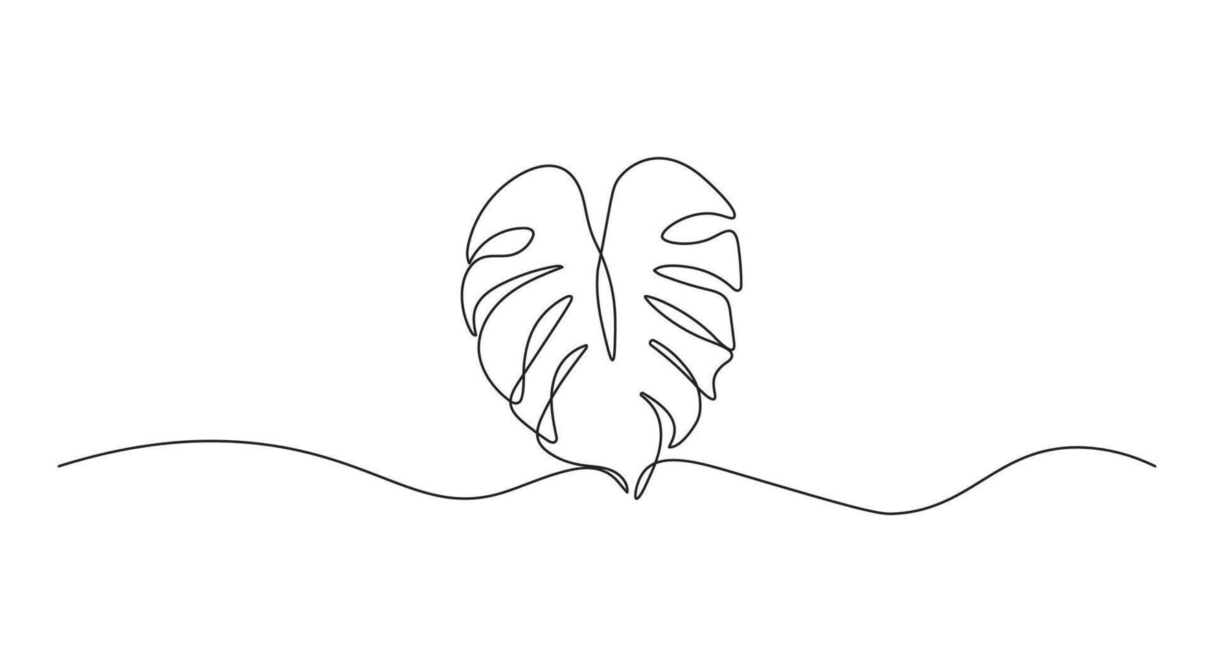 Monstera leaf in continuous line drawing style. Modern single line art, aesthetic contour. Perfect for home decor such as posters, wall art, tote bag or t-shirt print, sticker, mobile case vector