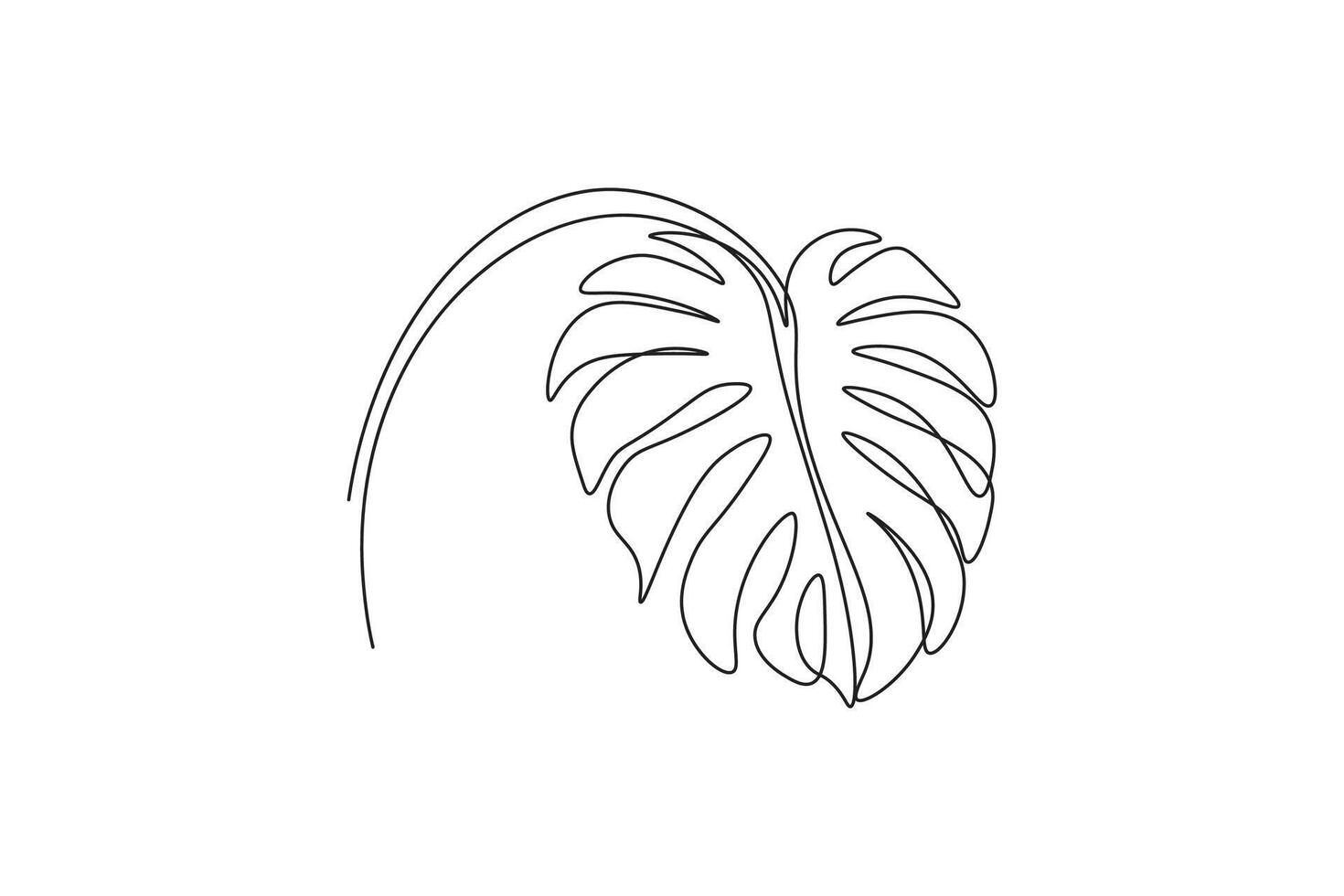 Monstera leaf in continuous line drawing style. Modern single line art, aesthetic contour. Perfect for home decor such as posters, wall art, tote bag or t-shirt print vector