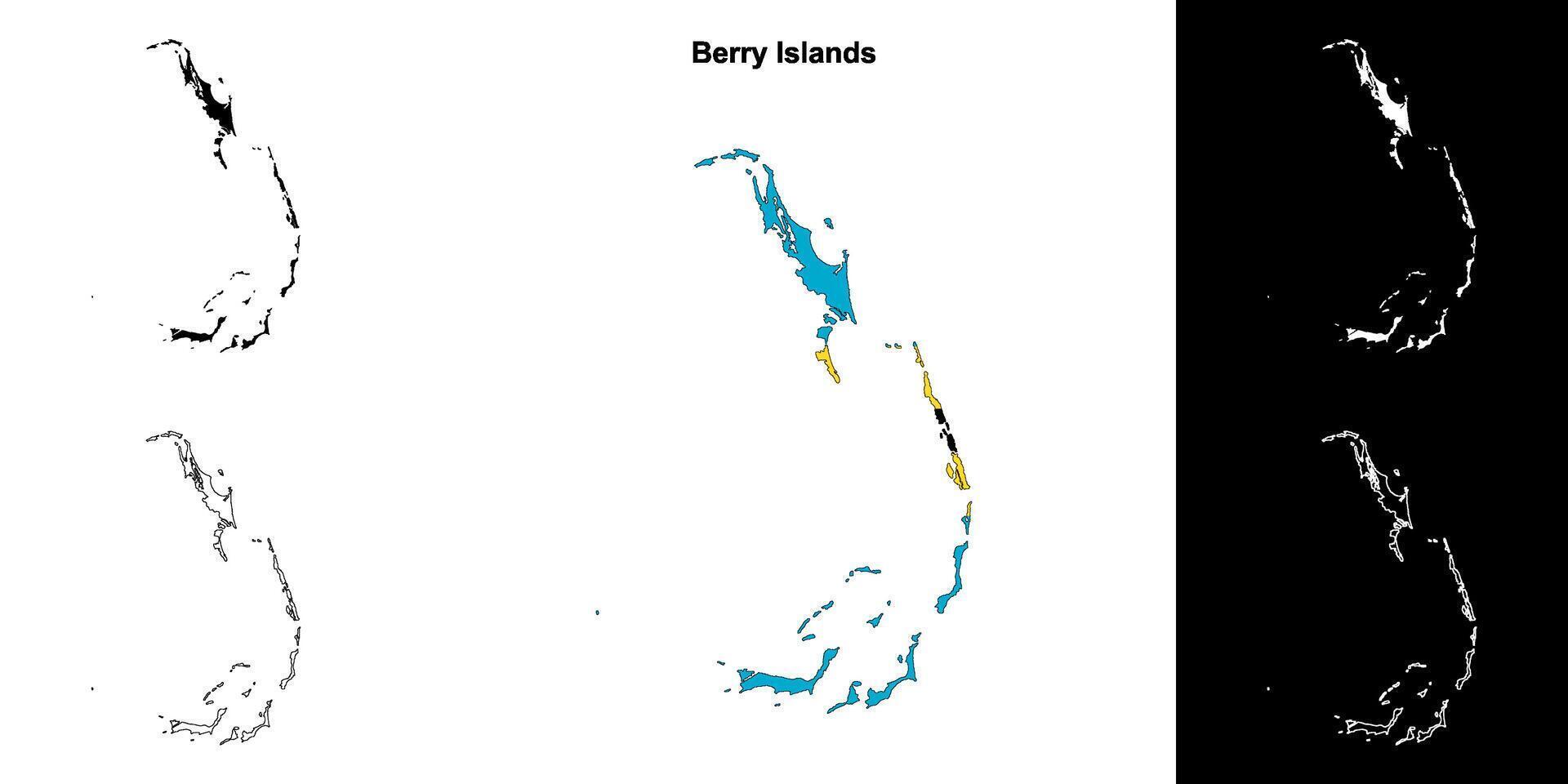 Berry Islands blank outline map set vector