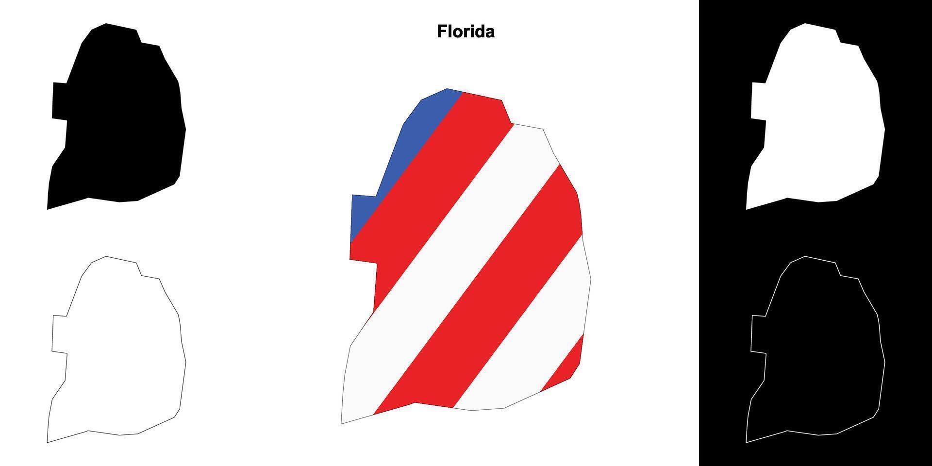 Florida municipality blank outline map set vector