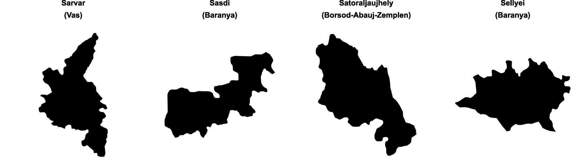 Sarvar, Sasdi, Satoraljaujhely, Sellyei outline maps vector