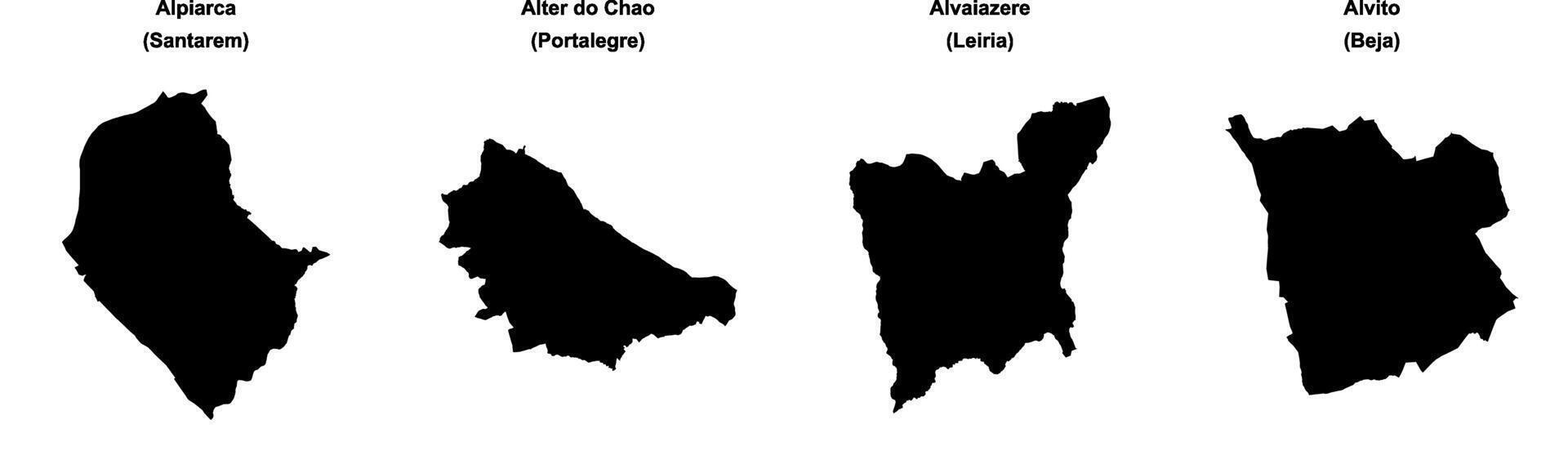 Alpiarca, Alter do Chao, Alvaiazere, Alvito outline maps vector