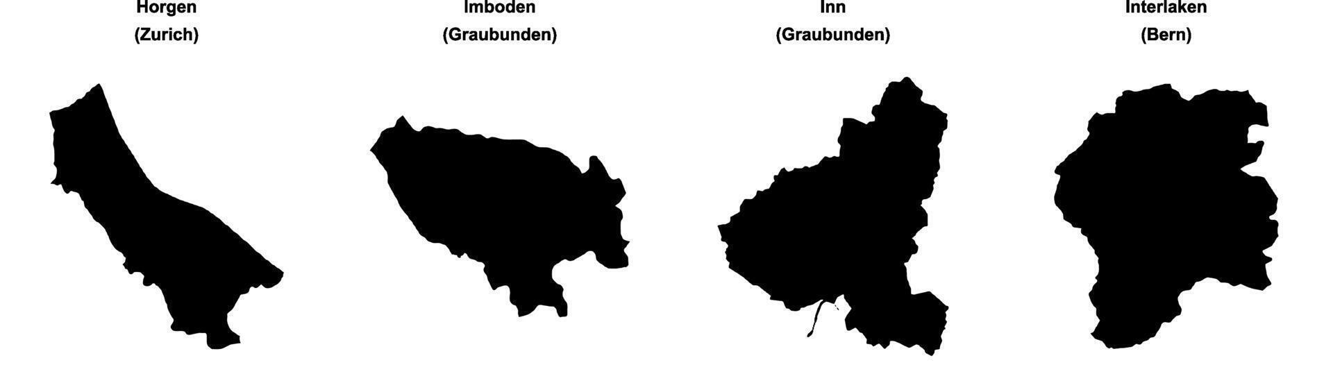 Horgen, Imboden, Inn, Interlaken outline maps vector