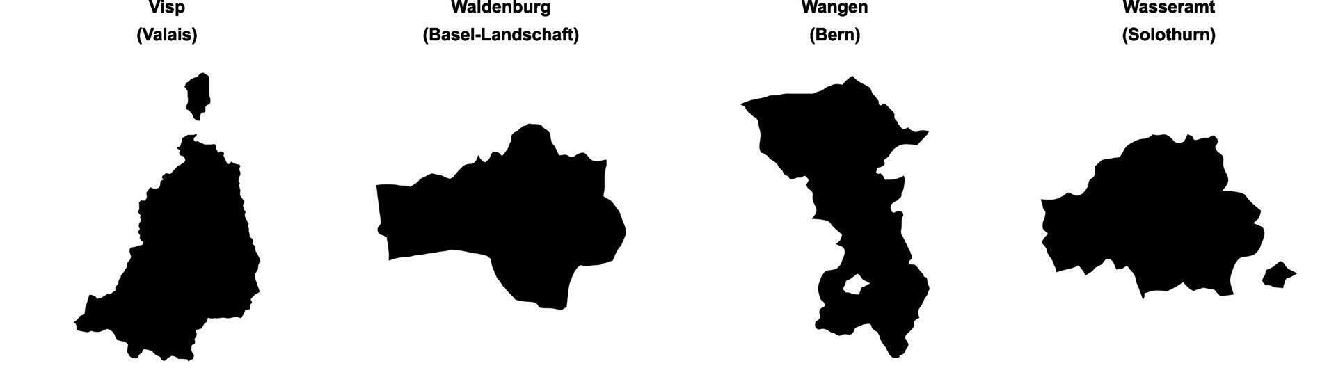 Visp, Waldenburg, Wangen, Wasseramt outline maps vector
